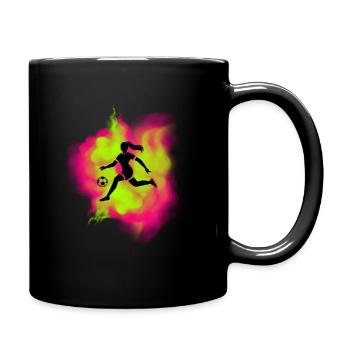 Coloré Femme Joueur De Football Fille Et Femmes Motif De Football - Mug uni - noir - Droite