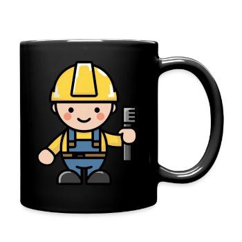 Der kleine Bauarbeiter in Aktion - Tasse einfarbig - Schwarz - Rechts