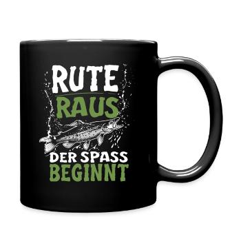 Rute Raus und der Spass beginnt - Fischer Anglner - Tasse einfarbig - Schwarz - Rechts