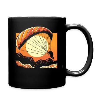 Fallschirm bei Sonnenuntergang Fallschirmspringer - Tasse einfarbig - Schwarz - Rechts