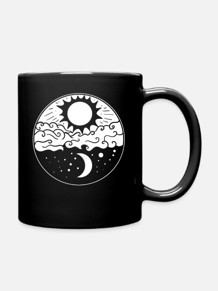 Nacht- und Tag-Mandala-Mond Astrologe - Tasse einfarbig - Schwarz