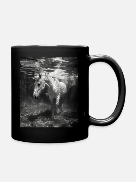 Horse Underwater - Full Colour Mug - black