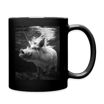 Glückseinhorn - Tasse einfarbig - Schwarz - Rechts