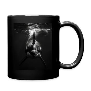 Schwarzes Einhorn - Tasse einfarbig - Schwarz - Rechts