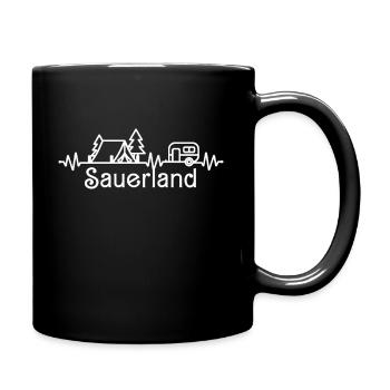 Sauerland Wohnwagen Camping wandern Herzschlag - Tasse einfarbig - Schwarz - Rechts