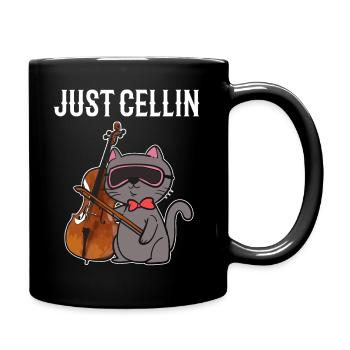 Katze spielt Cello Professioneller Cellist - Tasse einfarbig - Schwarz - Rechts
