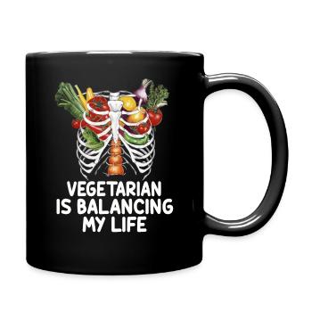 Vegetarian Balancing My Life - Full Colour Mug - black - Right