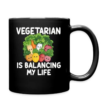 Vegetarian Balancing My Life - Full Colour Mug - black - Right
