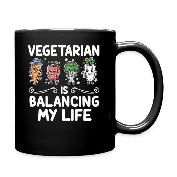 Vegetarian Balancing My Life - Full Colour Mug - black - Right