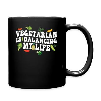 Vegetarian Balancing My Life - Full Colour Mug - black - Right