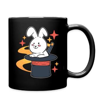 Hut mit Zauberstab und Kaninchen Magier - Tasse einfarbig - Schwarz - Rechts