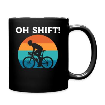 Oh Shift Radfahrer - Tasse einfarbig - Schwarz - Rechts