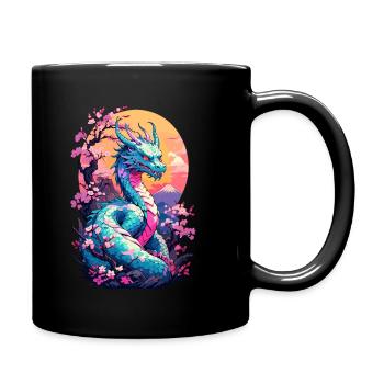 Dragon Anime Fan Japanese Dragon Vintage - Full Colour Mug - black - Right