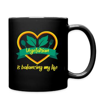 Vegetarian Balancing My Life - Full Colour Mug - black - Right
