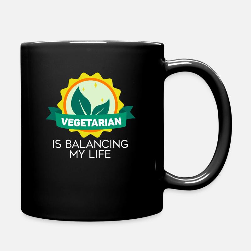 Vegetarian Balancing My Life - Full Colour Mug - black