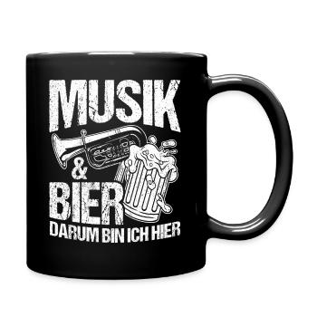 Musik & Bier Darum Bin Ich Hier Saufen Party Bier - Tasse einfarbig - Schwarz - Rechts
