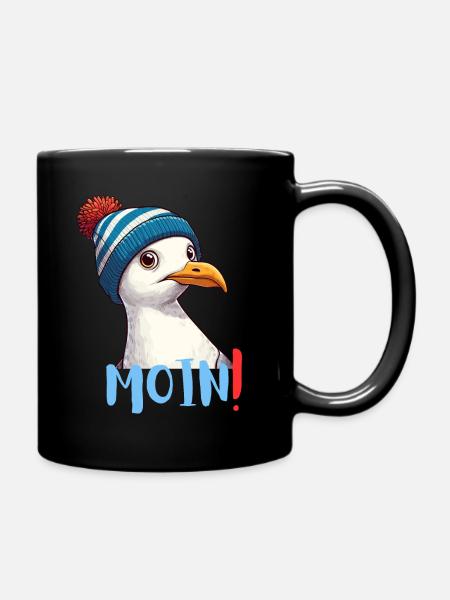 Hamburg Moin Nordsee Norddeutschland Lustig Möwe - Tasse einfarbig - Schwarz