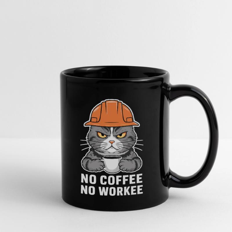 Pas de café pas de travail Conception de chat Mug uni