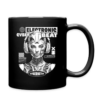 Electronic Cyber Beat Techno Shirt - Full Colour Mug - black - Right