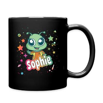 SOPHIE - Beautiful girl name with cute alien - Full Colour Mug - black - Right