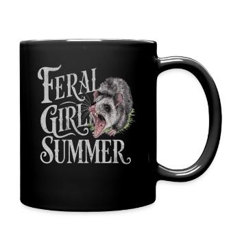 Feral Girl Summer Funny Possum Design - Full Colour Mug - black - Right