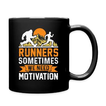 Mountain runner jogging in the mountains - Full Colour Mug - black - Right