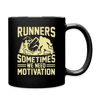 Mountain runner jogging in the mountains - Full Colour Mug - black - Right