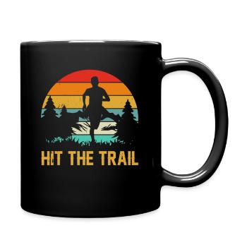 Mountain runner jogging in the mountains - Full Colour Mug - black - Right