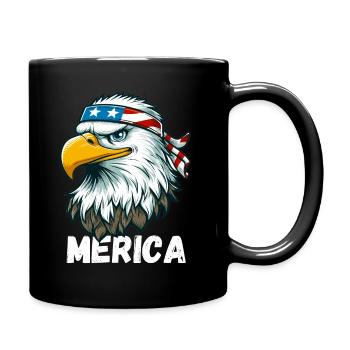 America Eagles USA Independence Day 4th of July Stars - Full Colour Mug - black - Right