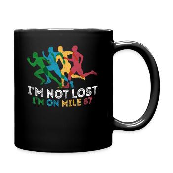 Ich bin nicht verloren, ich bin auf Meile 87 Marathon - Tasse einfarbig - Schwarz - Rechts
