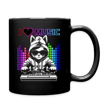 LOVE MUSIC | DJ BEAR - Tasse einfarbig - Schwarz - Rechts