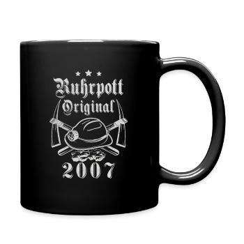 2007 Geburtstag Ruhrpott Original Hacke Helm - Tasse einfarbig - Schwarz - Rechts