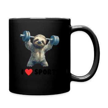 Faultier Sport Witziger Spruch Chillen Sofa - Tasse einfarbig - Schwarz - Rechts