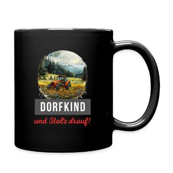 Dorfkind Traktor Landwirtschaft Dorf Landwirt - Tasse einfarbig - Schwarz - Rechts