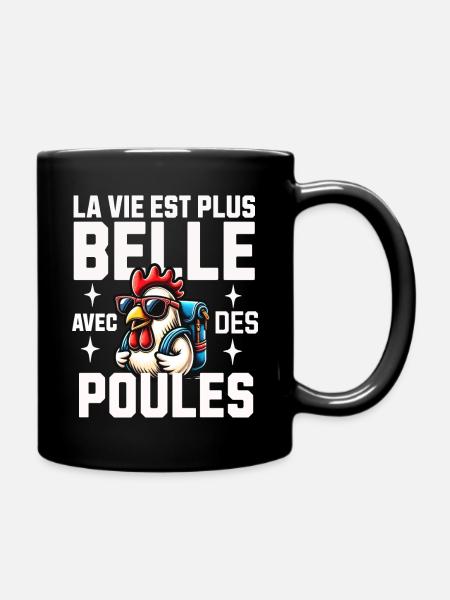 Poule Drole Femme Fille Enfant Vie avec des Poules - Mug uni - noir