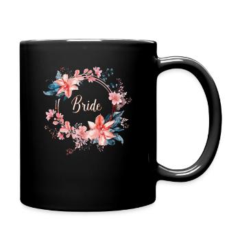 Bridal Flower Wreath Young Donkey Nose Chied Flowers - Full Colour Mug - black - Right