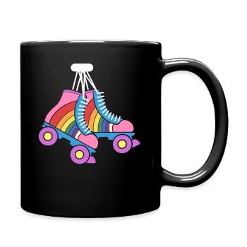 Retro Rollschuhe Regenbogen Derby-Skater - Tasse einfarbig - Schwarz - Rechts