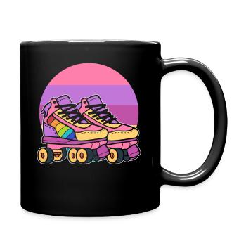 Retro-Rollschuhe Rollerblader - Tasse einfarbig - Schwarz - Rechts