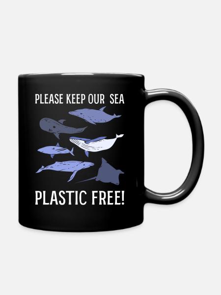 Retten Sie Meeres- und Meereslebewesen Naturschutz - Tasse einfarbig - Schwarz