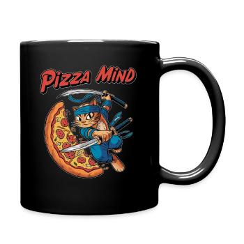 Pizza Mind Ninja Cat Design - Full Colour Mug - black - Right