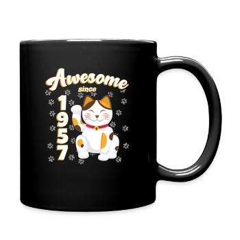 1957 Birthday Awesome since Cat Maneki neko - Full Colour Mug - black - Right