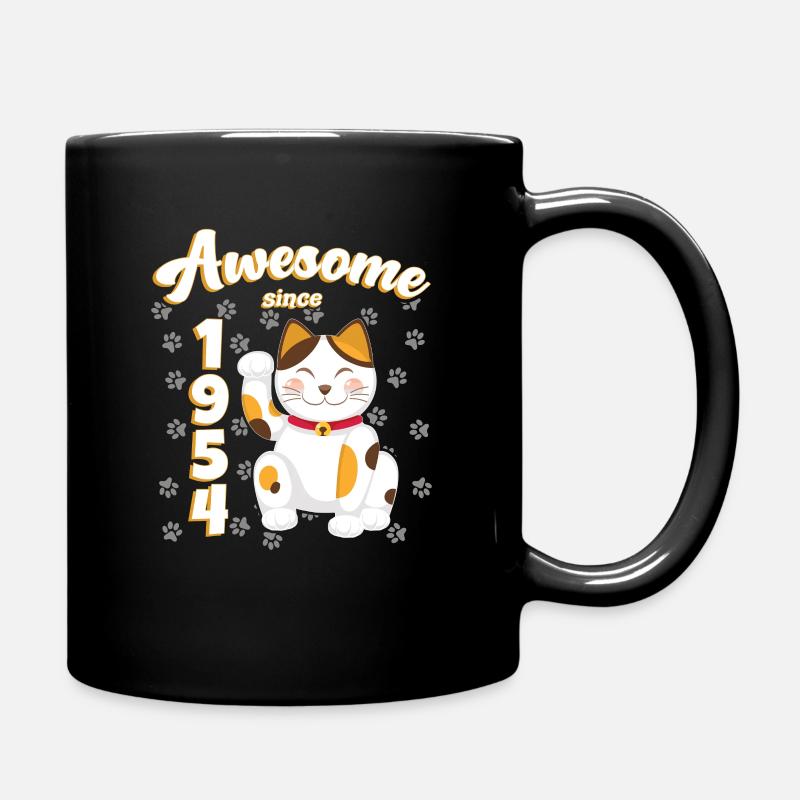 1954 Birthday Awesome since Cat Maneki neko - Full Colour Mug - black