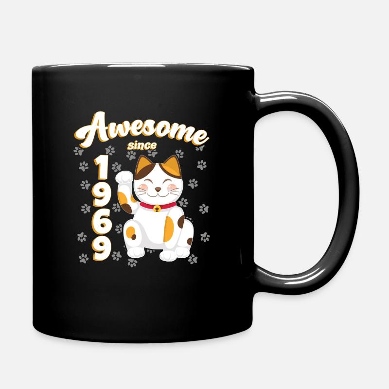 1969 Birthday Awesome since Cat Maneki neko - Full Colour Mug - black