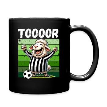 Fußball Fußballfan Schiri Elfmeter Fußballplatz - Tasse einfarbig - Schwarz - Rechts