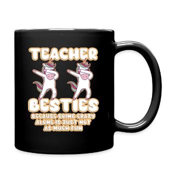 Teacher Besties Because Going Crazy - Full Colour Mug - black - Right