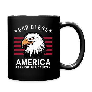 God Bless America - Pray for our country USA - Full Colour Mug - black - Right