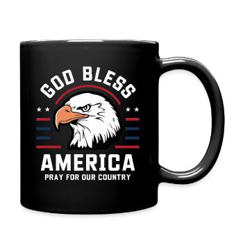 God Bless America - Pray for our country USA - Full Colour Mug - black - Right