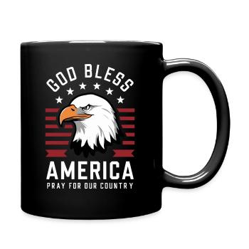 God Bless America - Pray for our country Amerika - Full Colour Mug - black - Right