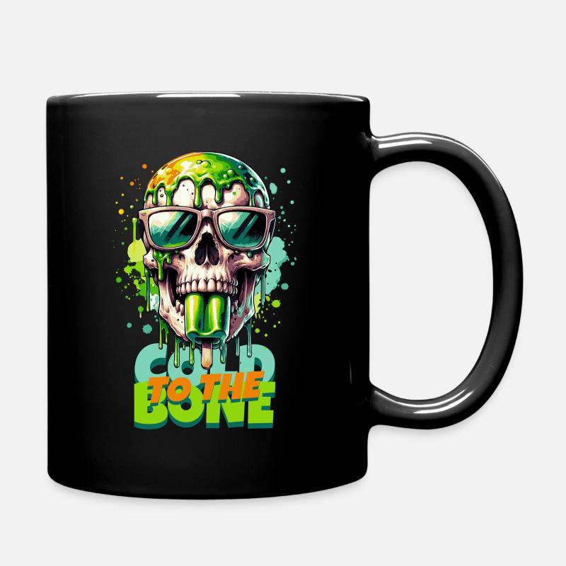 FROID JUSQU’À L’OS Crâne avec glace - Langue - Mug uni - noir