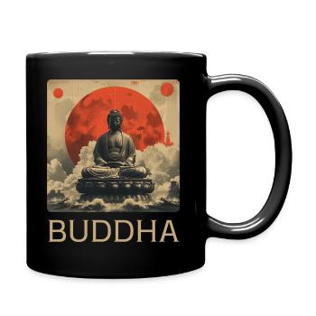 Buddha, Buddhist, Namaste, Meditation, Buddhismus - Tasse einfarbig - Schwarz - Rechts